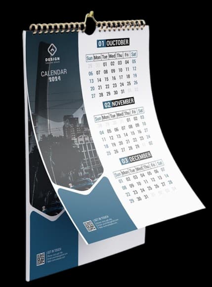 4 Pages Wall Calendar (A3) design example by Spread Business