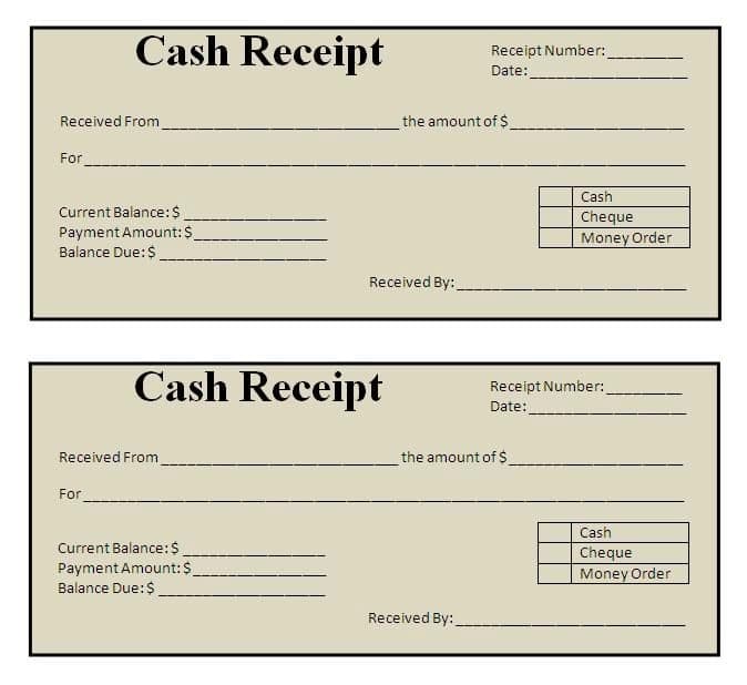 Cash Receipt design example by Spread Business