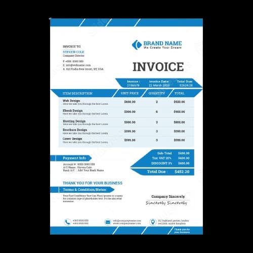 Invoice Book design example by Spread Business