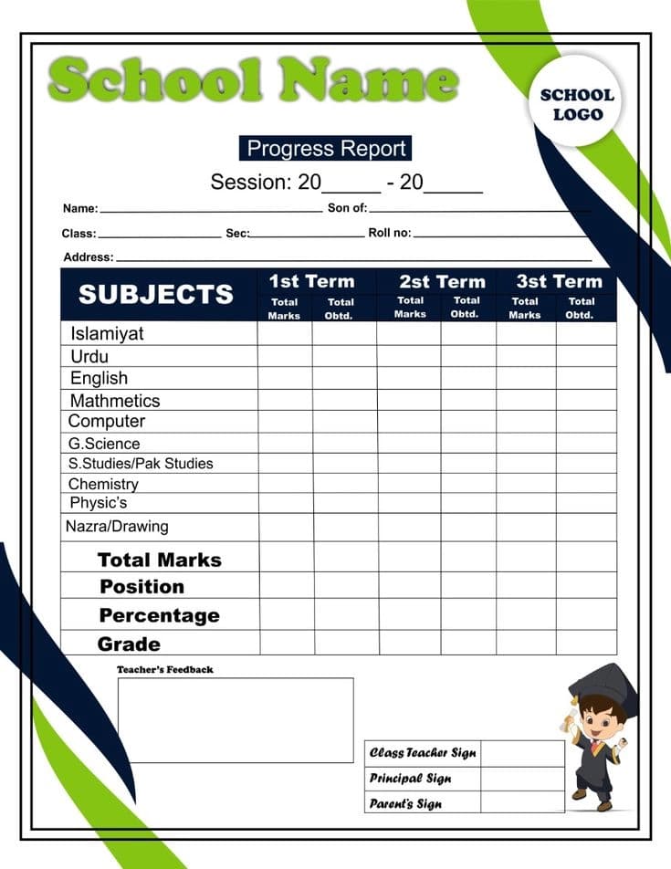 Progress Report Form design example by Spread Business