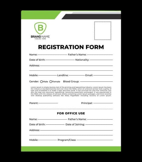 Registration Form design example by Spread Business
