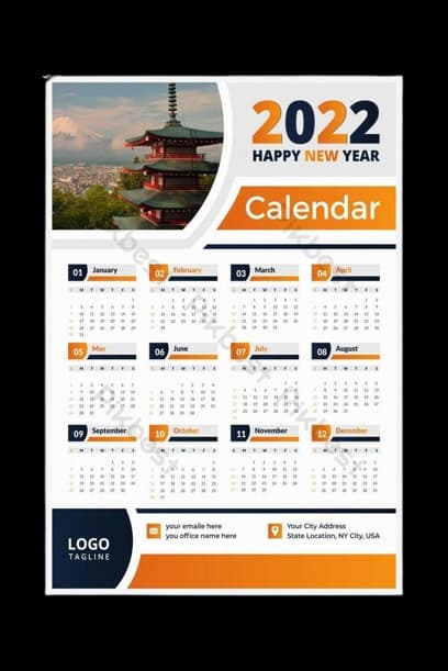 Single Page Wall Calendar (A3) design example by Spread Business