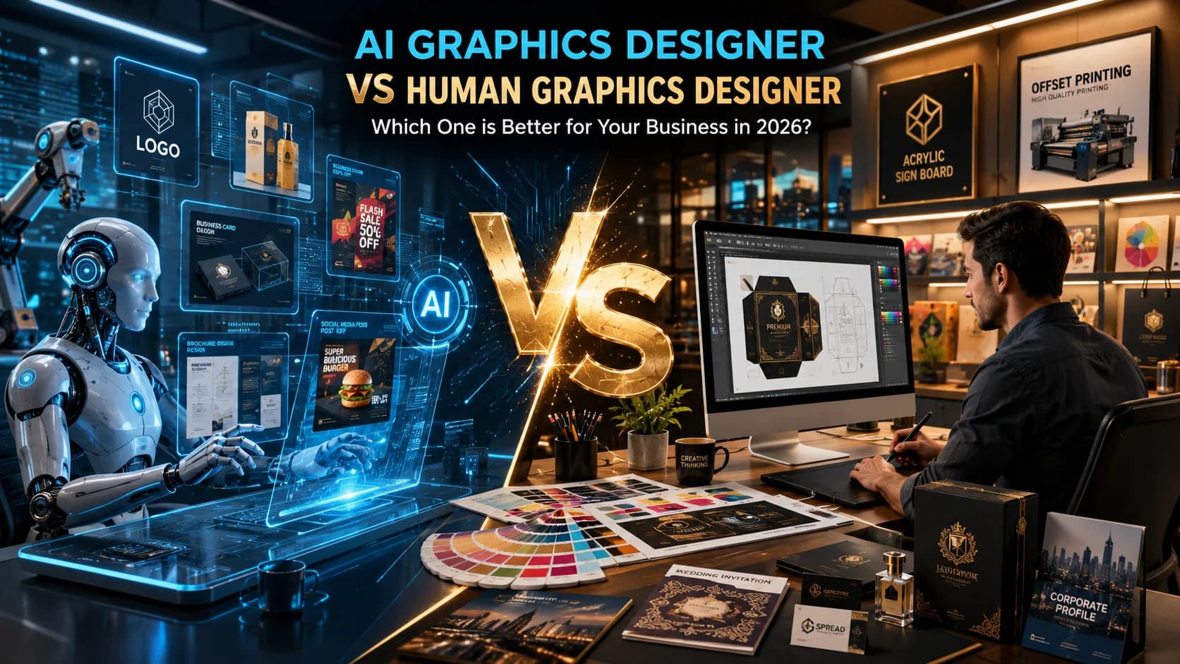 AI Graphics Designer vs Human Graphics Designer | Complete Comparison Guide 2026