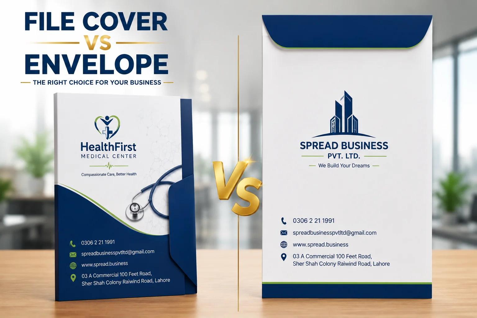 File Cover vs Envelope Comparison, Premium Custom File Cover Printing, Printed Office Envelope Design, Business Stationery Printing Services, Custom File Cover Manufacturer in Lahore, Envelope Printing for Businesses, Office Branding Solutions by Spread Business Pvt Limited