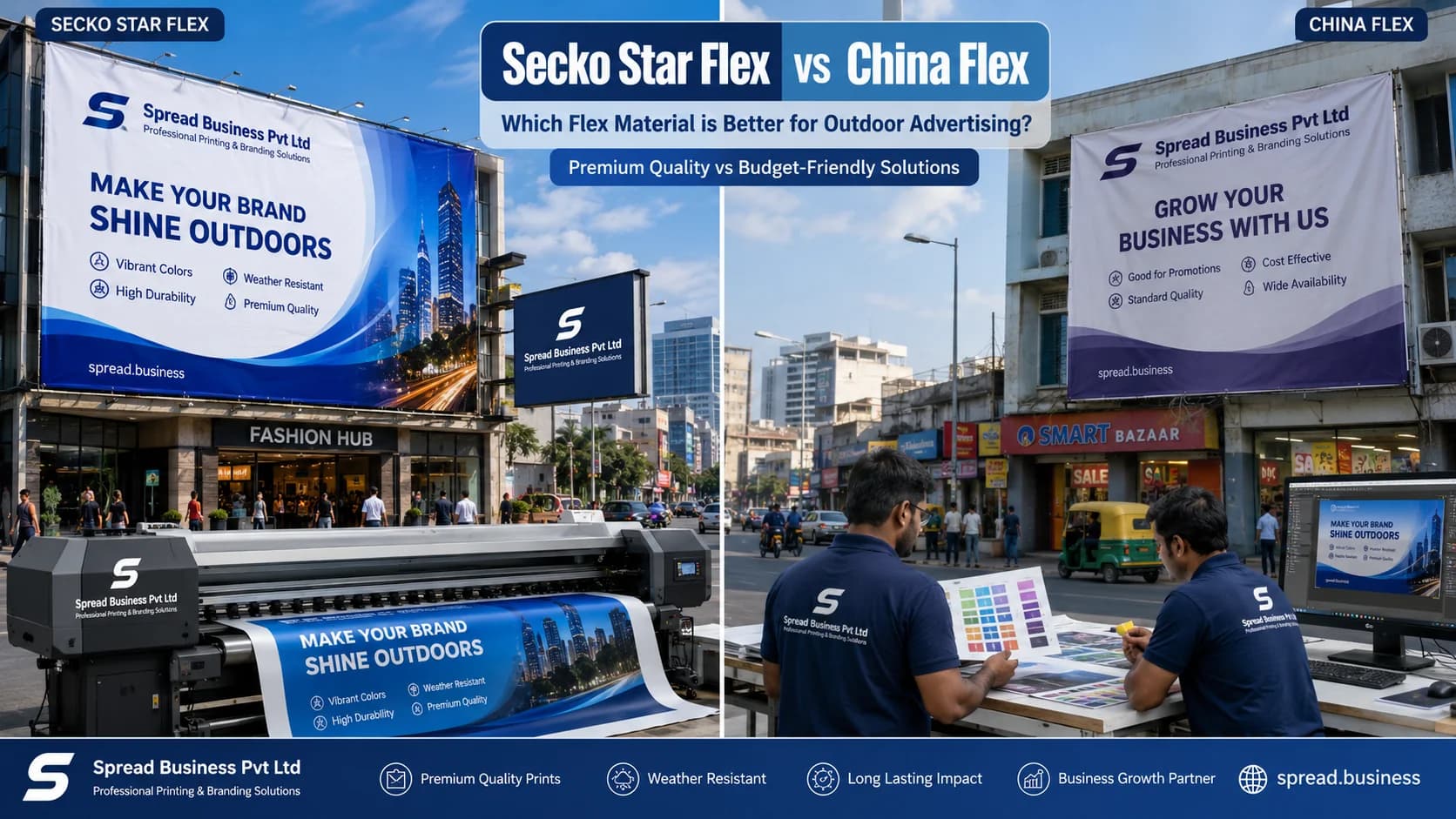 Secko Star Flex vs China Flex: Outdoor Advertising ke Liye Kaunsa Flex Behtar Hai?